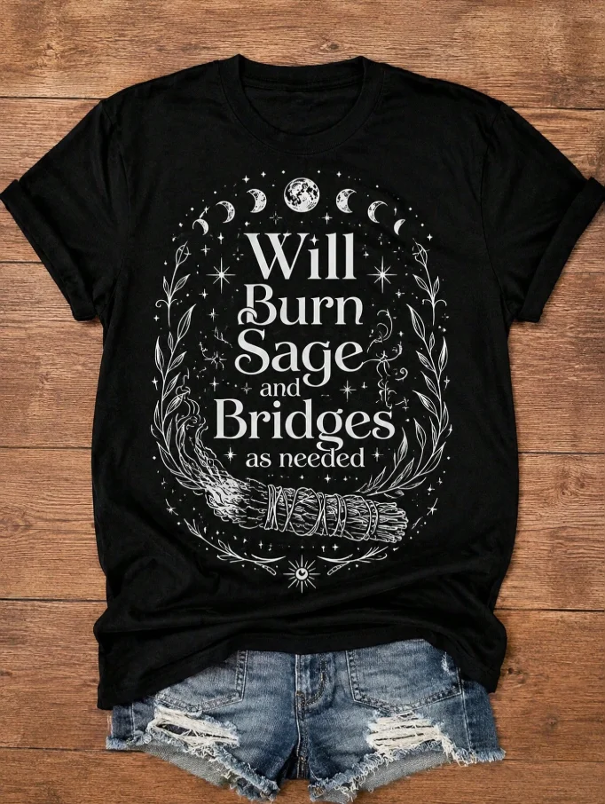 2026 Fashion New Arrival Witchy Graphic Tee Women 
