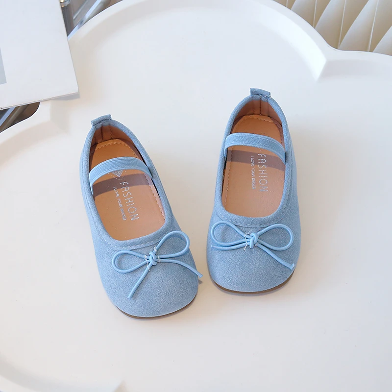 Prinzessinnenschuhe für kleine Mädchen, Bonbonfarben, Schleife, elastisches Band, flacher Kinderschuh aus Wildleder, süßer Slip-On, bequemer Herbst-Kinderschuh, Größe 21–30 – Detail 21