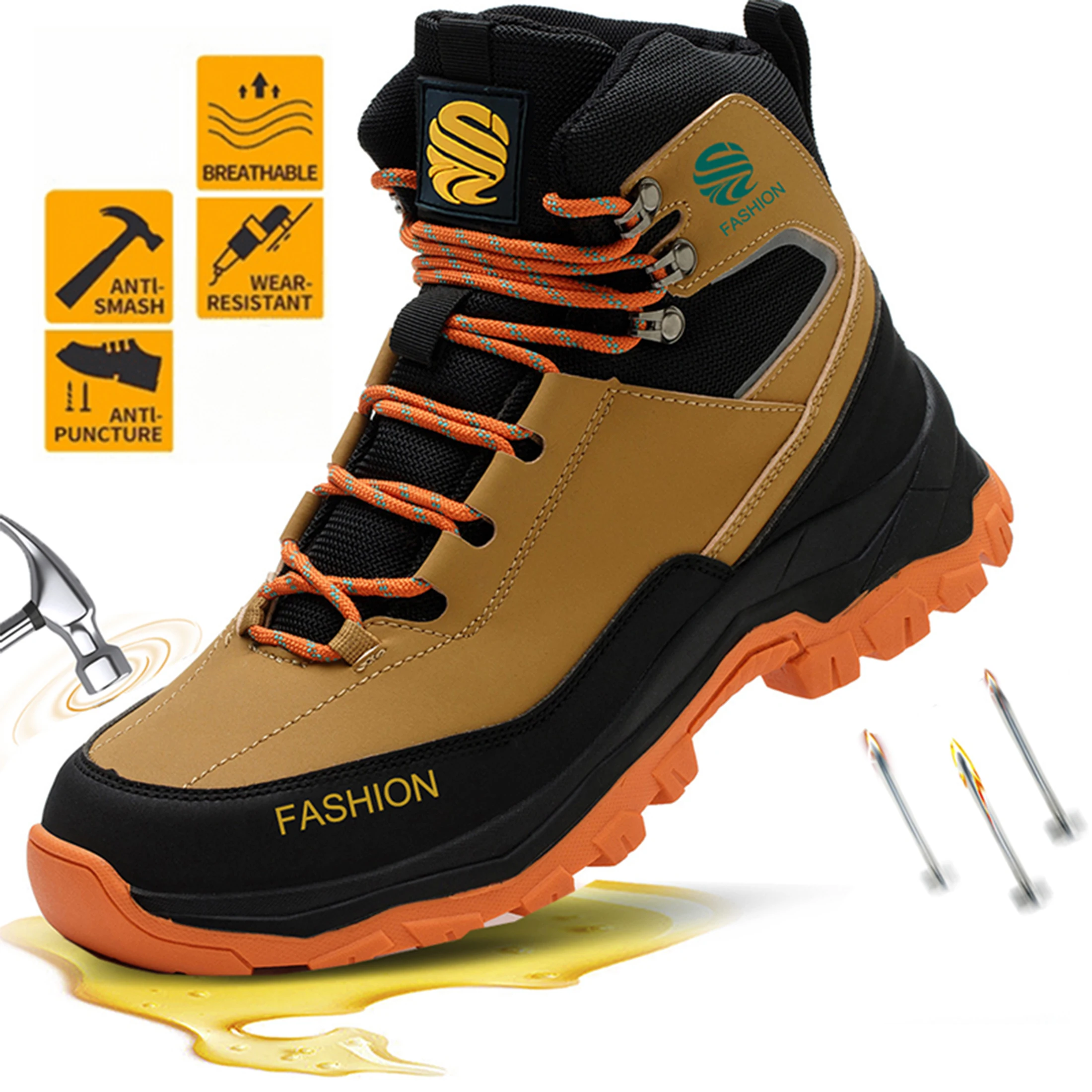 Sewing Industry - Men Steel Toe Work Shoes Impact