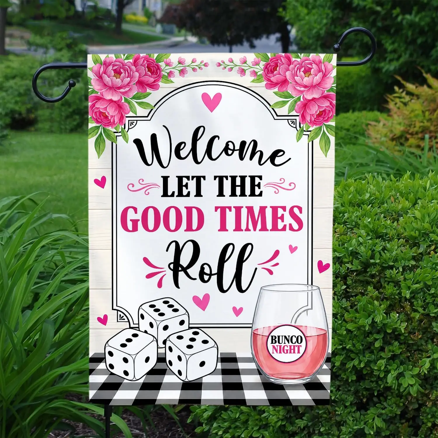 MAIANEY Bunco Garden Flag Game Night Yard Banner 12x18 Inch Double Sided, Bunco Player Porch Lawn Outdoor Decor, Funny Dice  kkz