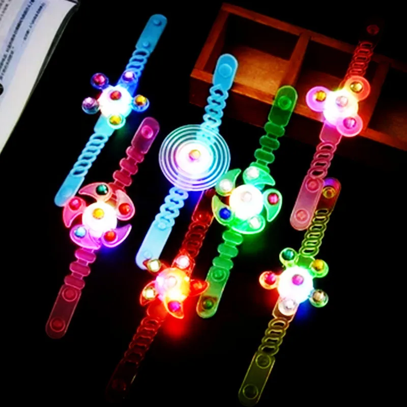 1PCs Children Luminous Wrist Band Manual Rotating Soft Flash Gyro Bracelet for Kids LED Cartoon Lights Glow In The Dark Toys New