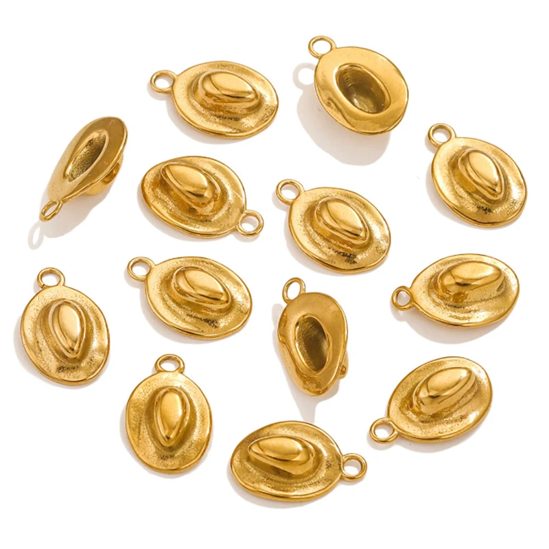 20Pcs/Lot New 18K Gold Plated Stainless Steel Cap Charms Connectors for DIY Earrings Necklace Pendant Bag Jewelry Accessories