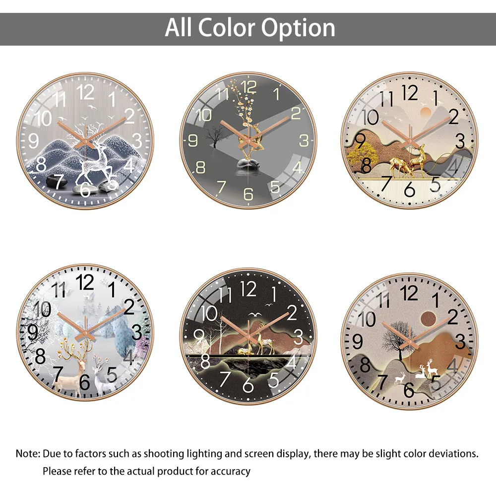 ساعة حائط أنيقة لتزيين الغزلان بإطار ذهبي ديكور فني حديث لغرفة المعيشة وغرفة النوم والمكتب ساعة تناظرية شمالية عتيقة #2