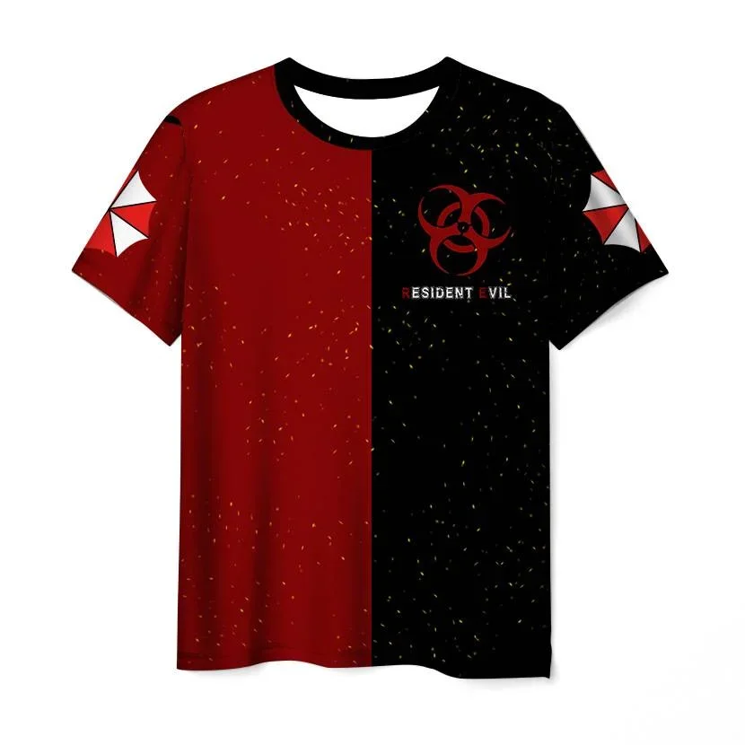 Camiseta de juego con estampado 3D de Resident Evil, ropa deportiva informal de verano para niños, camisa holgada con estampado de cuello redondo para hombres y mujeres