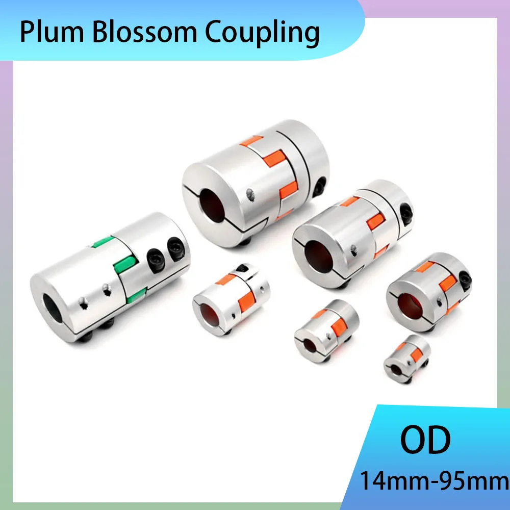 1 Pcs Aluminum Alloy Plum Blossom Elastic Coupling OD 14-80mm  Length 22-114mm Clamped Servo Stepper Motor Threaded Connector