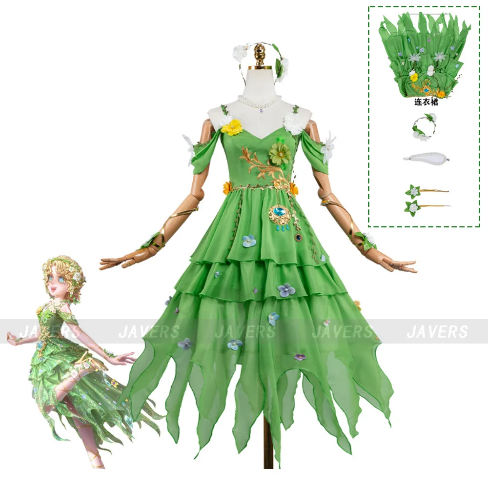 

Game Identity Ⅴ Emma Woods Gardener Cosplay Costume Eternal Summer Never Fades Green Fairy Dress Uniform Woman Carnival Suit