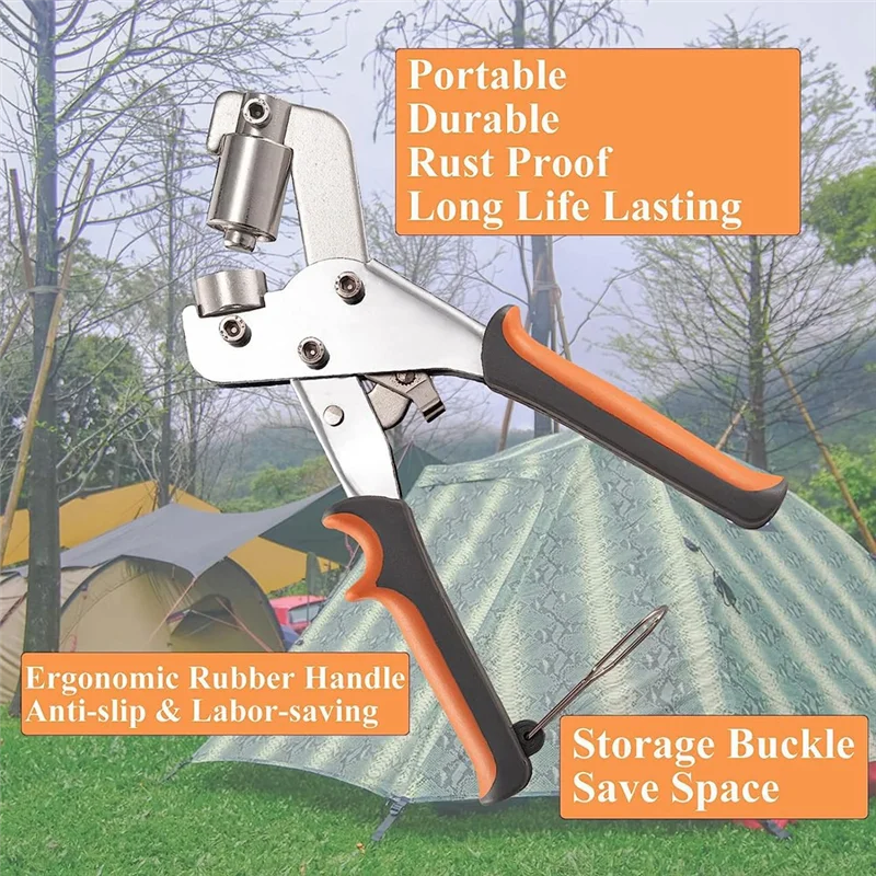 A59E-Grommet Punch Set Grommet Punch Set Including 500Pcs 3/8 Inch Grommets For Fabrics,Canvas,Tarpaulin,And More