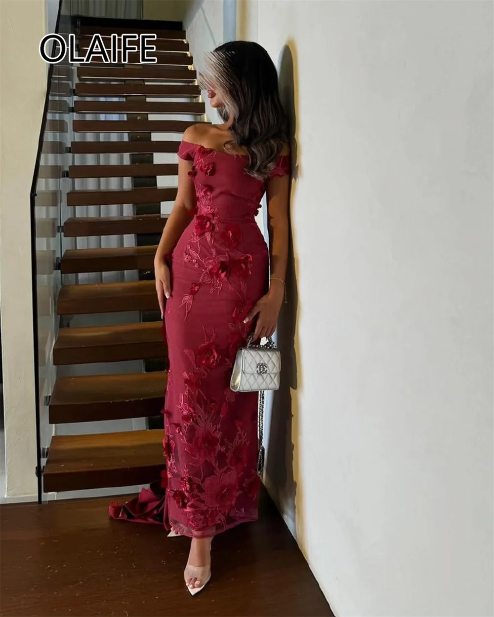 サテンの花嫁介添人ドレス,ボートネック,アップリケ付き,セクシーなレースのシース,スイープバック,アラビア語のイブニングドレス,カスタマイズ