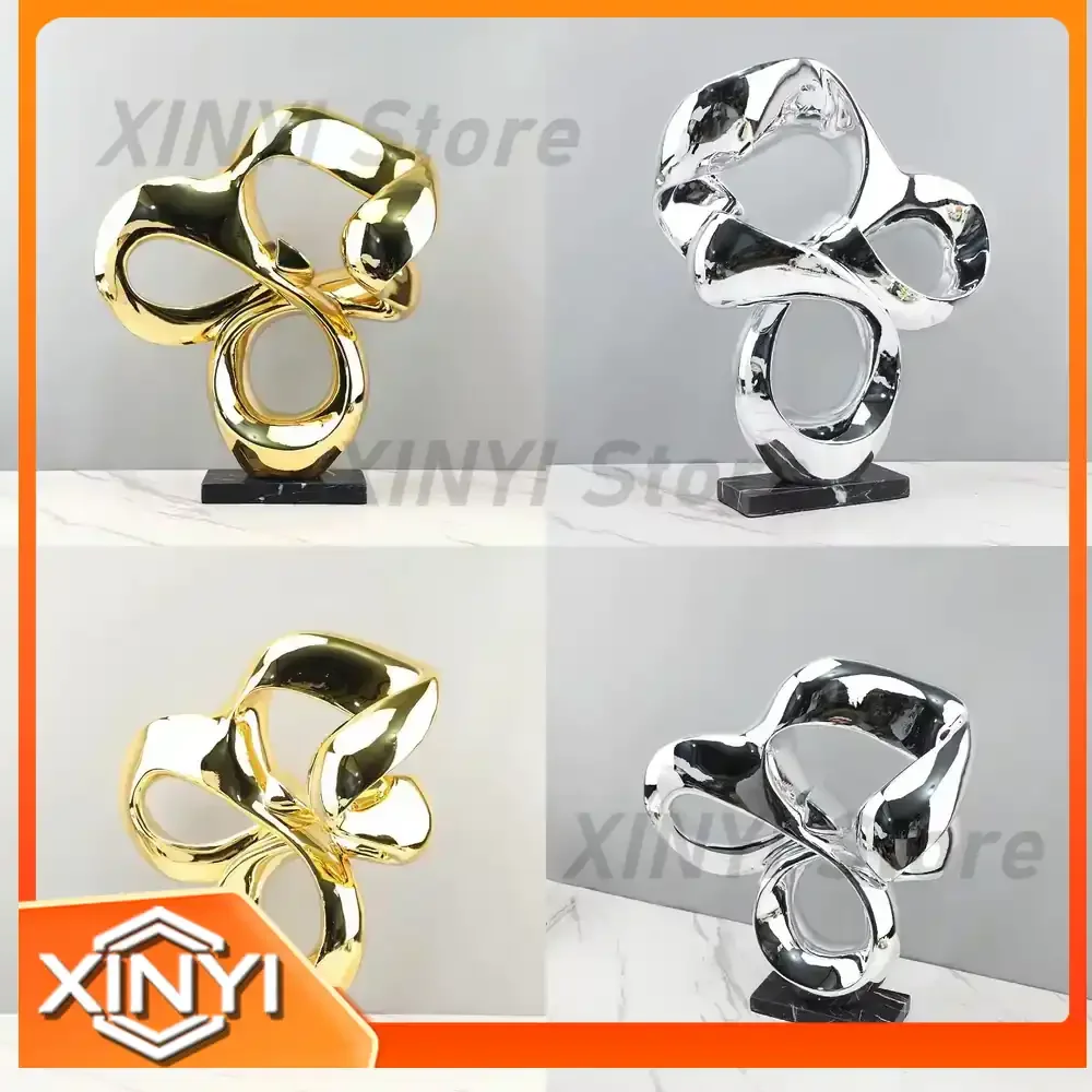Abstract Flower Sculpture Electroplated Resin Statue for Nordic Style Art Decoration Ornament Hotel Home Decor Accessories