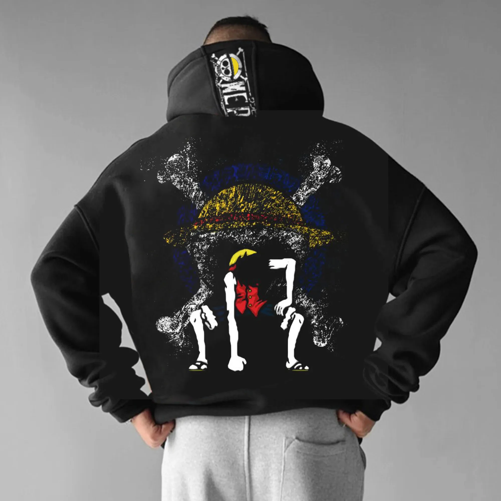 

One Piece Hooded Sweatshirt for Men in Autumn and Winter Season 5, Nika Luffy Fleece Jacket for Warmth, Anime 2D Coat