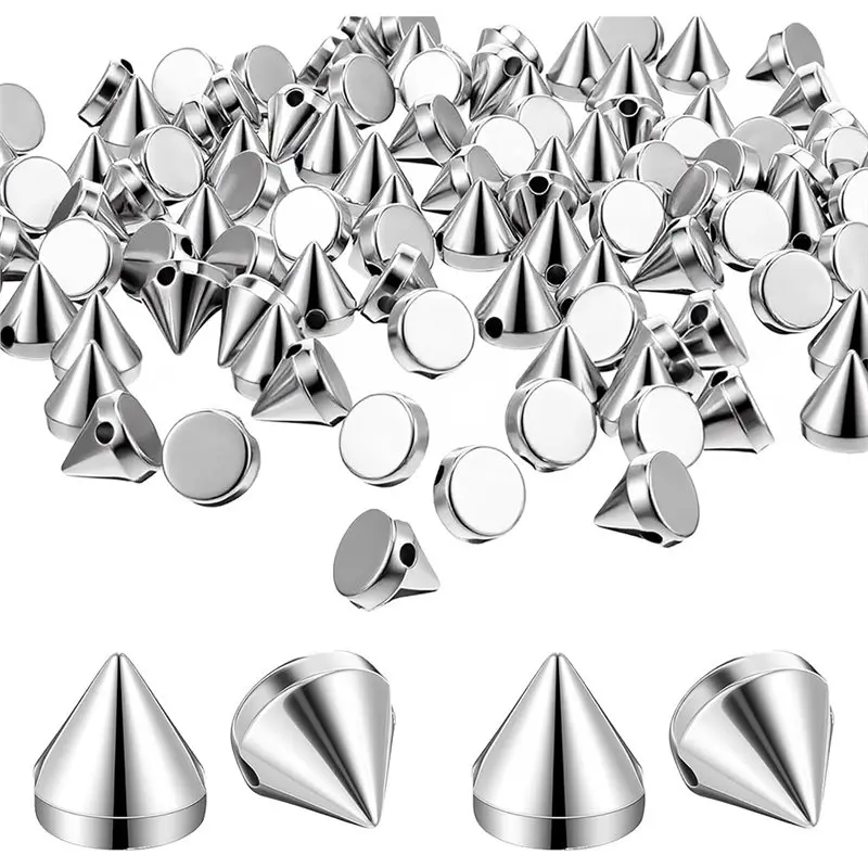 J1UL1N For DIY For Punkt Rock Style Leathercraft& Handicraft Accessories 200Pcs 8Mm Silver Spike Cone Studs