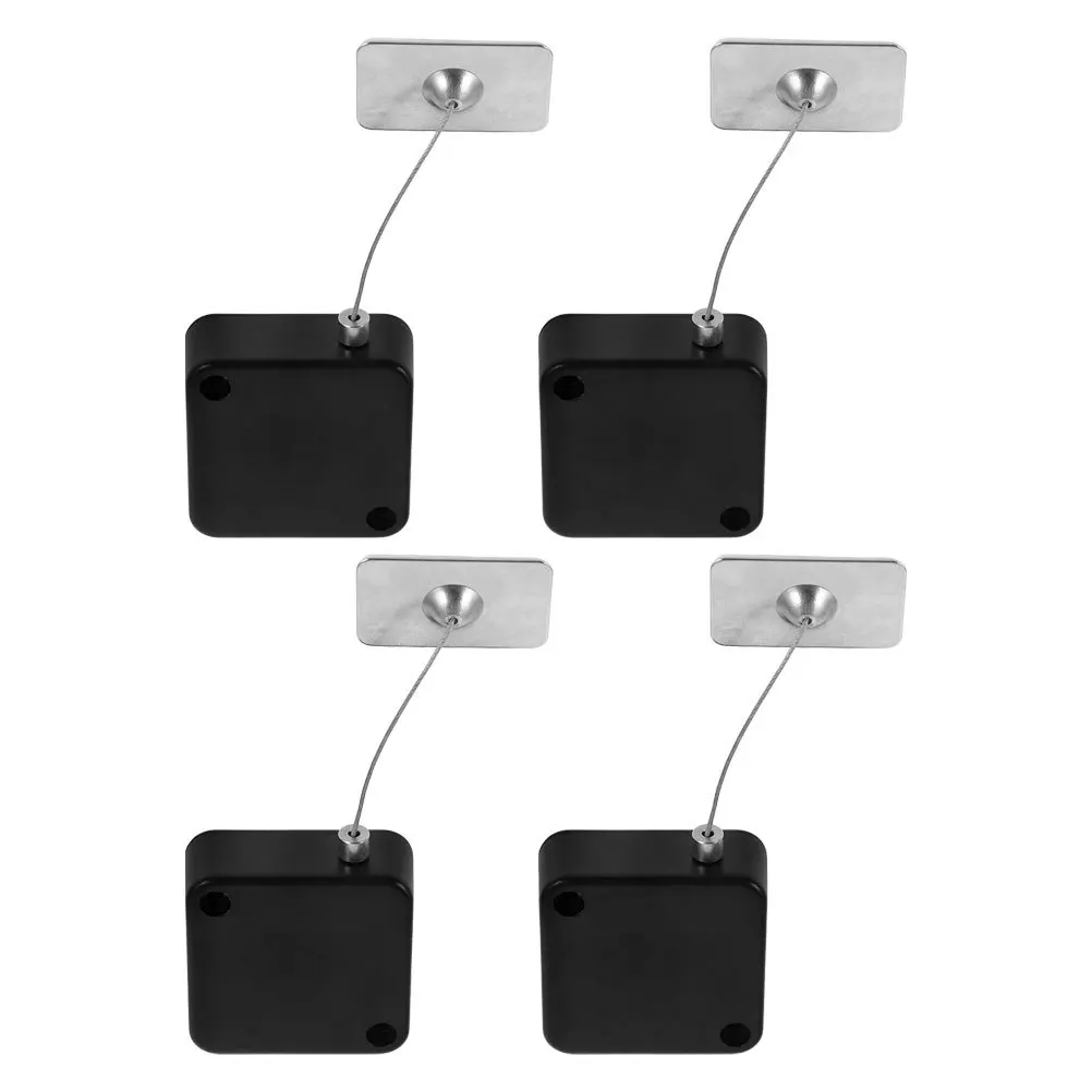 4pcs Retractable Cable Lock 1M Telescopic Security Tether Box Anti-Theft Wire Lock For Gaming Controllers Adapters Remote