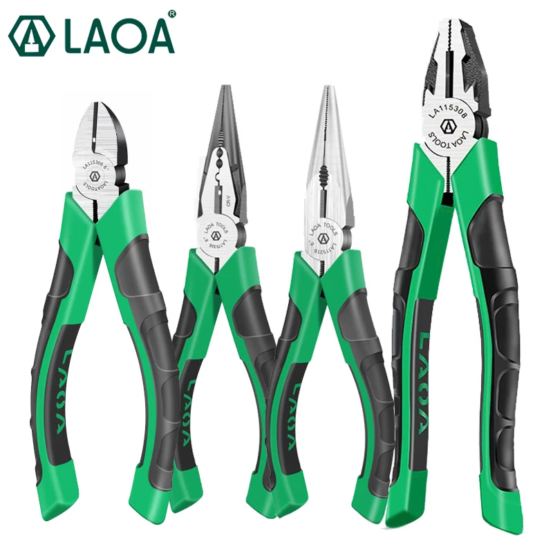 LAOA Wire Cutter Pliers CR-V Pliers Kits Long Nose Nippers Diagonal Pliers with Spring Cable Wire Side Cutting Pliers Tools