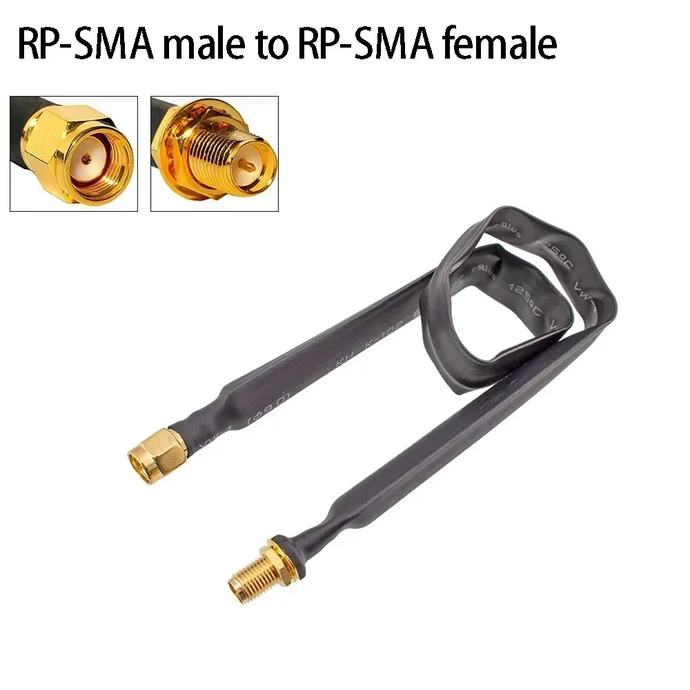 RP-SMA Male To RP-SMA Female Flat Coaxial Extension Pigtail 25cm Compatible With 802.11ac 802.11n 802.11g 802.11b WiFi Standard