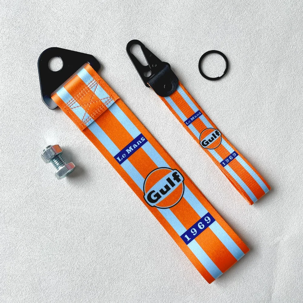 Hochfester Nylon-Abschleppseil für Autos, Rennzugseil mit orangefarbenen Streifen, Abschleppseile, Fahrzeugstoßstangen-Anhängerzubehör für Gulf – Detail 4