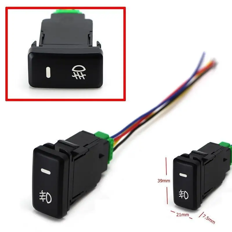 Interrupteur à bouton-poussoir étanche pour phare antibrouillard de voiture avec prise de faisceau de câblage, accessoire de remplacement et de modification automobile.
