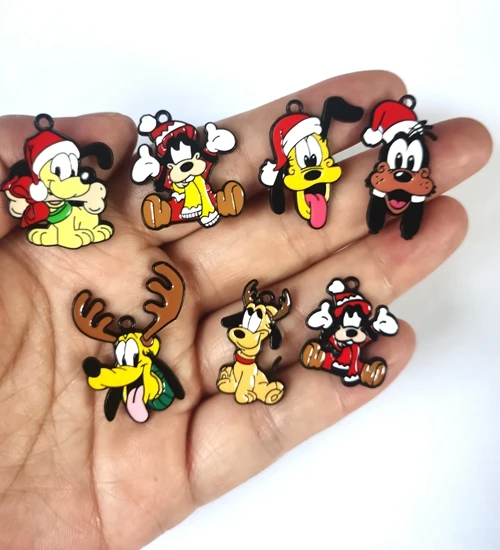 10 pcs Cartoon Christmas Dog Charm Pendants Enamel Craft, Perfect for DIY Earrings, Bracelets, Neck
