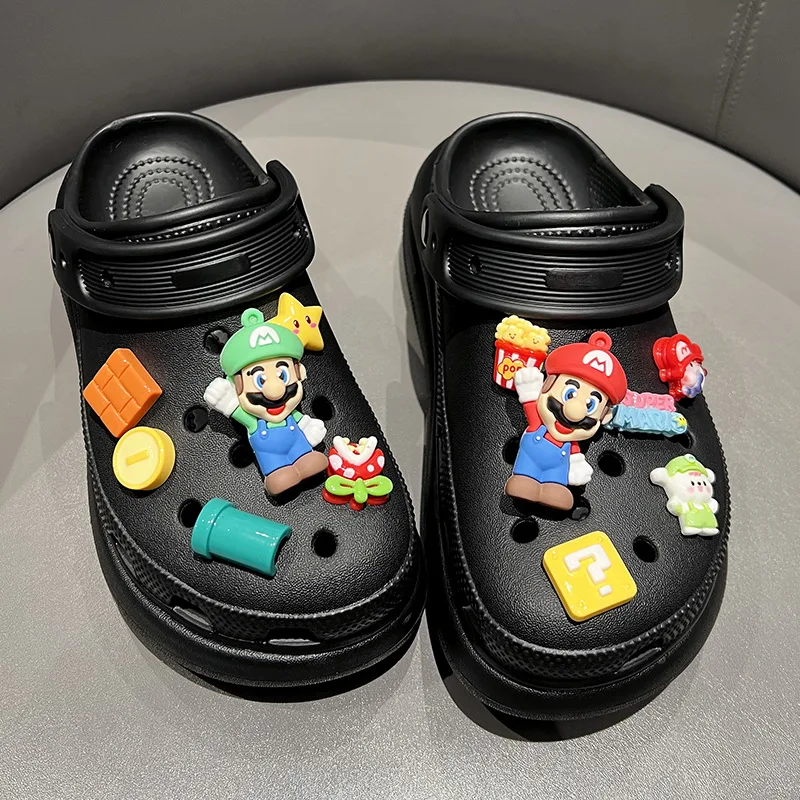 12 Stks/set Nieuwe Mario Schoenen Accessoires Sanrio Cartoon Kawaii Gat Schoenen Gesp Diy Decoratie Verwijderbare Meisje Geschenken