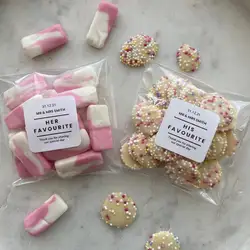 100 His & Her Favourite, Personalised Wedding Stickers, Sweets, Wedding Favours, Custom