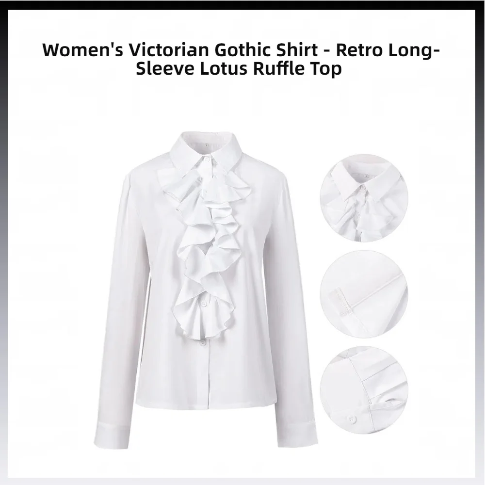 

Женская рубашка в викторианском готическом стиле — топ с рюшами в стиле ретро и длинными рукавами в стиле лотоса для собраний в готическом стиле/врядов в стиле ретро