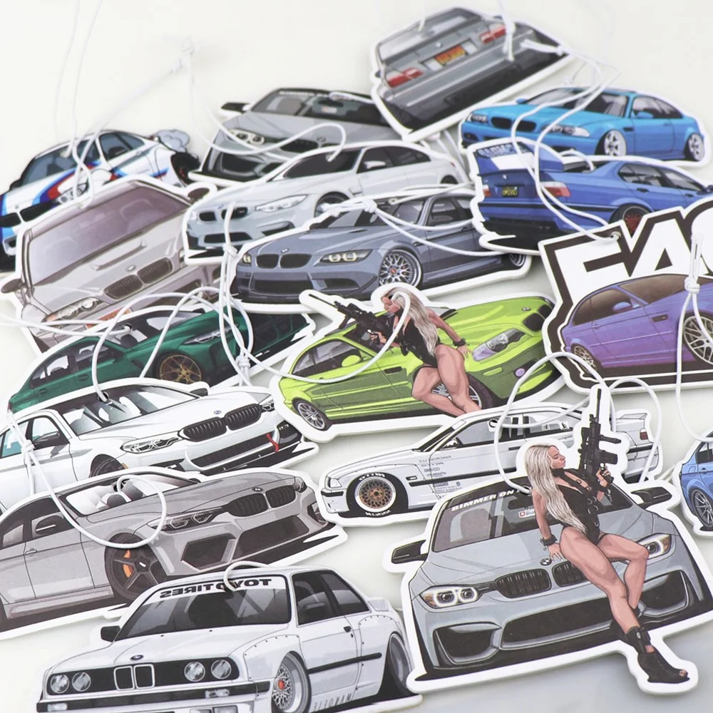 سباق السيارات الهواء المعطر معلقة السيارات مرآة الرؤية الخلفية العطور قلادة ورقة الصلبة JDM لسيارات BMW F30 E46 E90 M3 M4 M5 اكسسوارات