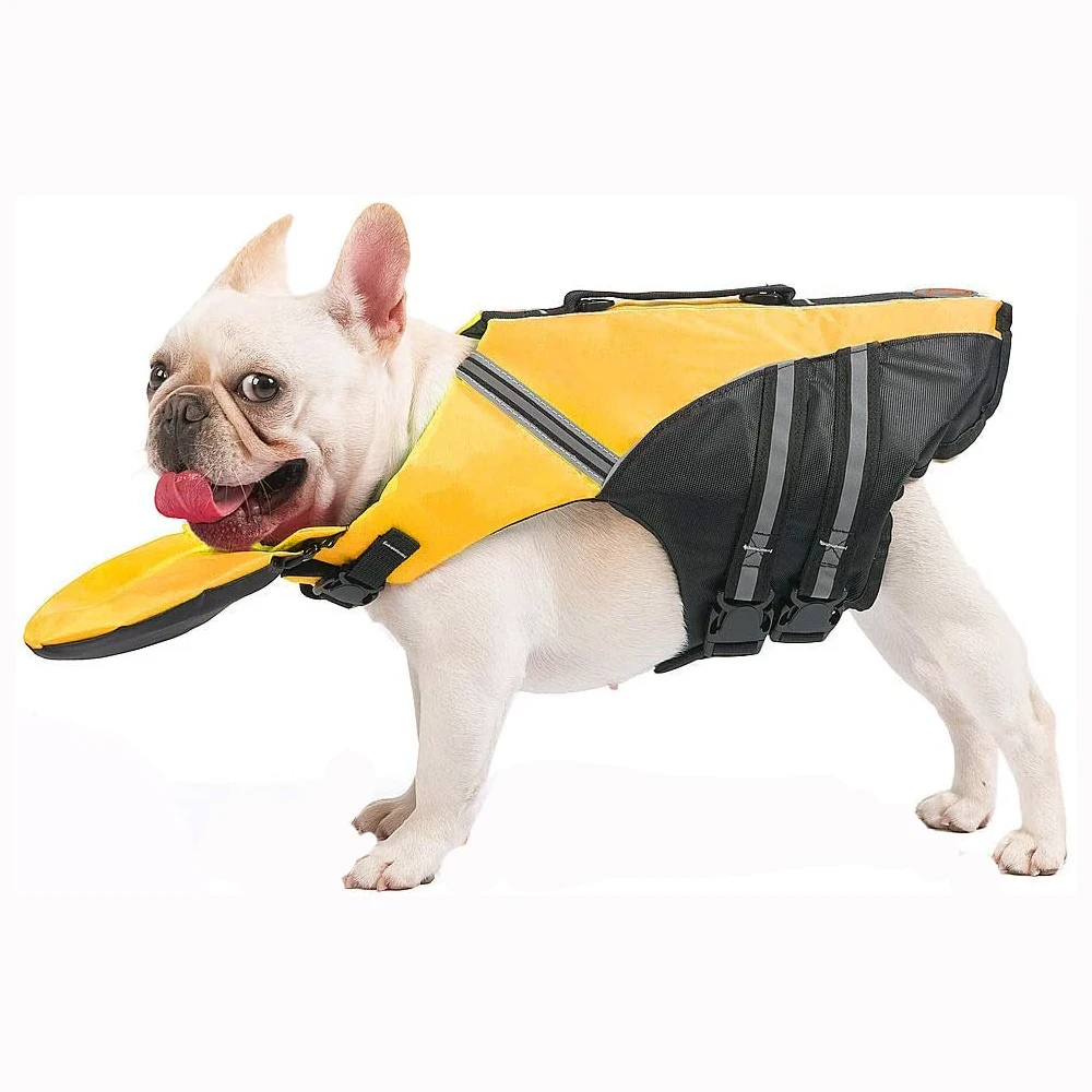 Reflective Dog Life Jacket Vest Removable Neck Float High Buoyancy Dogs Swimming Clothes, Pet Safety Swimsuit for Dog Cat