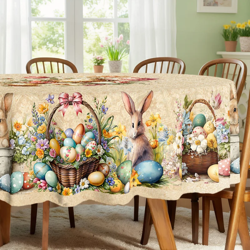 

Easter Bunny Egg Round Tablecloth, Luxury Dining Table Cover, Spring Holiday Party Decor, Instagram Aesthetic Waterproof