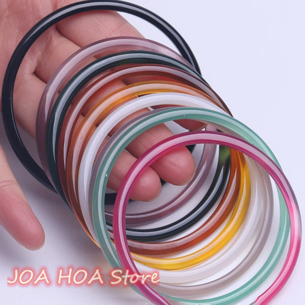 New Ice Seed Thin Strip Line Bracelet Women's Ding-Dang Natural Chalcedony Agate Bangle Jade Exquisite Handring Fine Jewelry