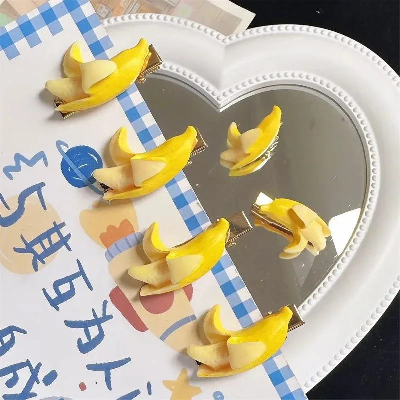 Pince à cheveux créative et amusante en forme de banane de dessin animé, pince latérale pour femmes et filles, accessoire de coiffure mignon, pinces bec de canard