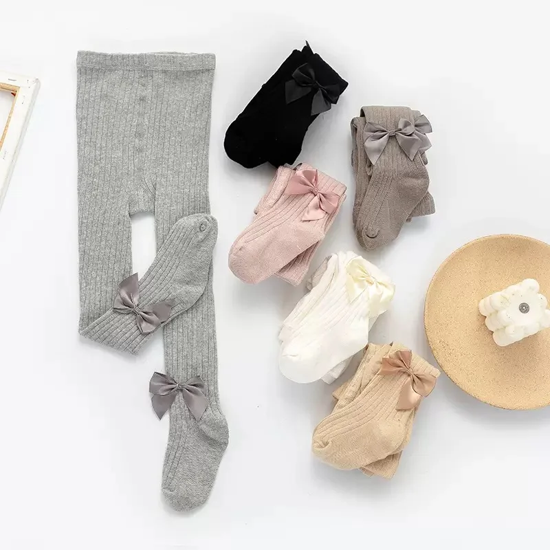 

0-8Y Princess Girl Spring Autumn Warm Pantyhose Sweet Baby Kids Child Cotton Bowknot Stockings Baby Infant Knitted Collant Tight