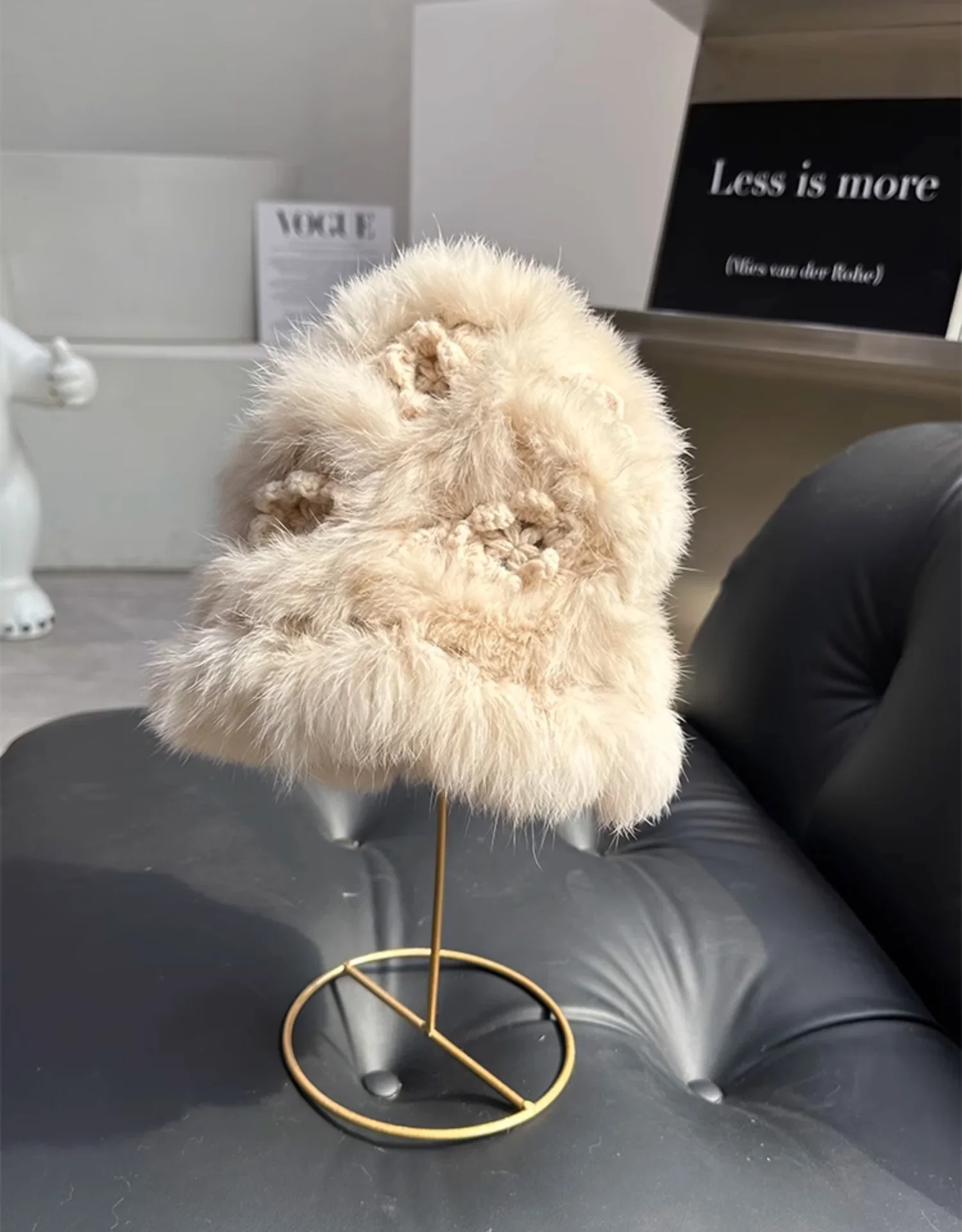 

Rabbit fluffy hat female winter cute fluffy thickened plush warm wool knitted hat