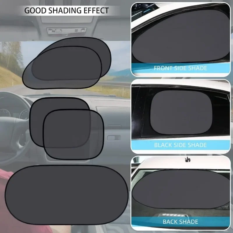 Mesh sunshade 5-piece set for car sunshade, universal car mounted thermal insulation sunshade rear and side gear set for car use