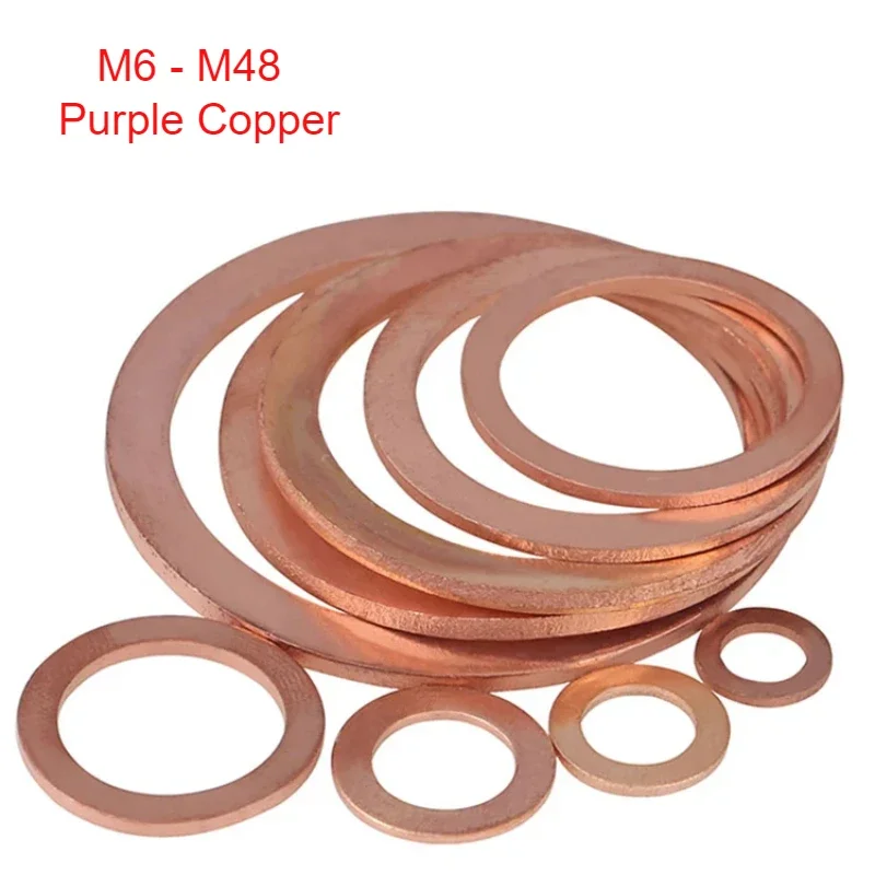 1~30pcs Purple Copper Gasket Marine Table Seal Ring Gasket Flat Seal Ring Metal Flat Washer M6 M8 M10-M48