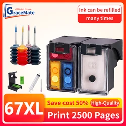 Remanufactured 67XL Ciss Replacement for HP 67 hp67 Ink Cartridge for HP DeskJet Plus 2732 2755 4152 4155 4158 Envy 6052 6058