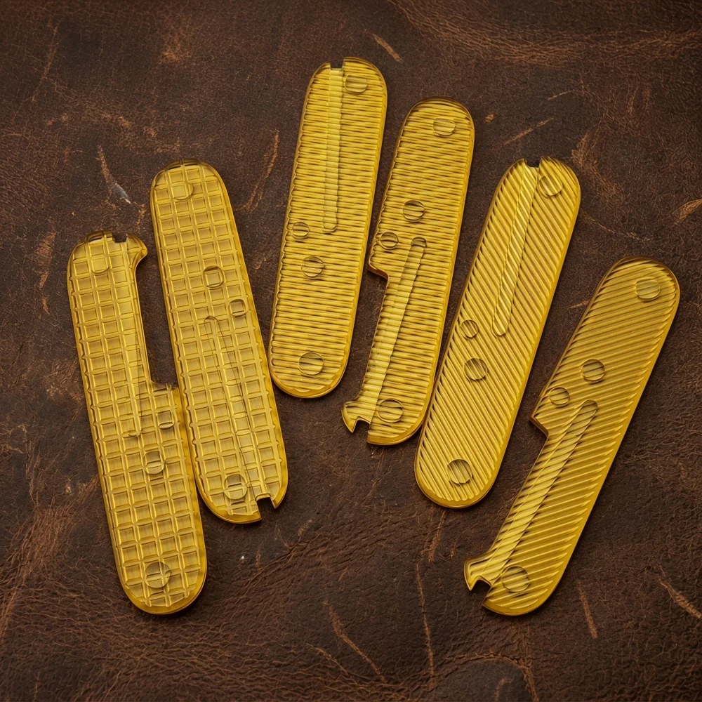 1Pair High-quality Amber PEI Material Folding Knife Handle Patch Material for 91mm Outdoor Knife Handmade Materials view 3
