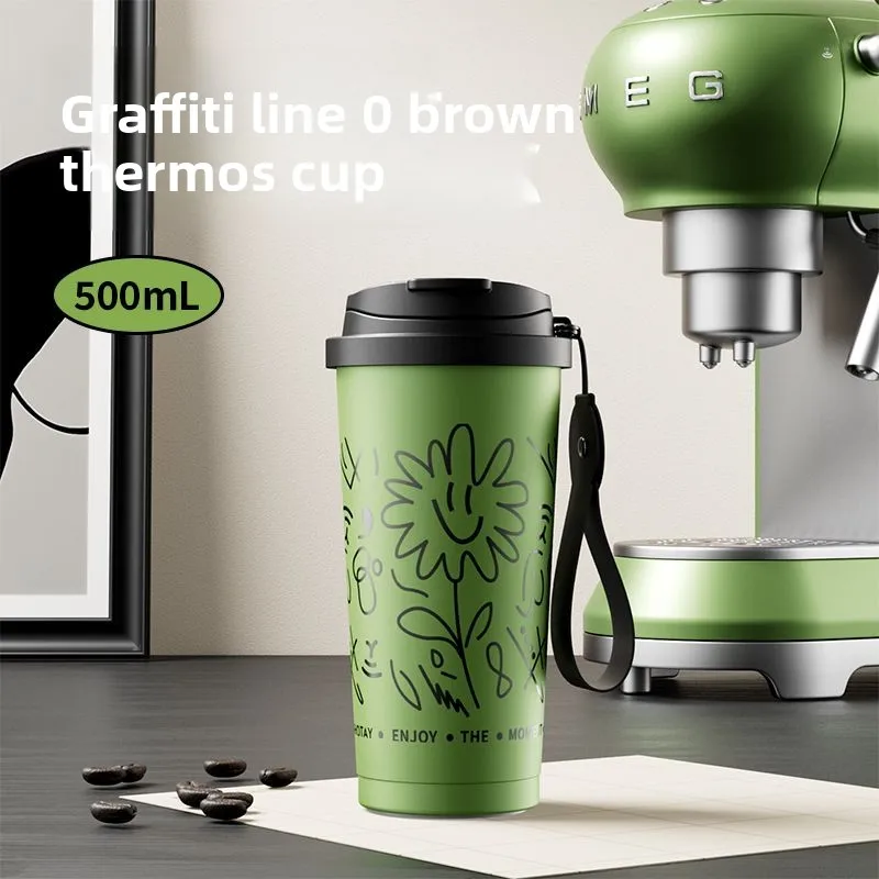 

Insulated Mug 316 Stainless Steel Coffee Mug Female Walking with Straw Portable Dopamine Mug
