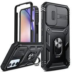 For Samsung S24 S23 S22 S21 FE Note 20 Ultra Case Plus A54 A14 A53 5G Kickstand Camera Slide Lens Protective Grade Rugged Cover