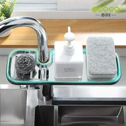 ECOCO Faucet Sponge Soap Drainage Storage Rack Sink Adjustable Dish Cloth Drain Holder Bathroom Kitchen Organizer Shelves Racks