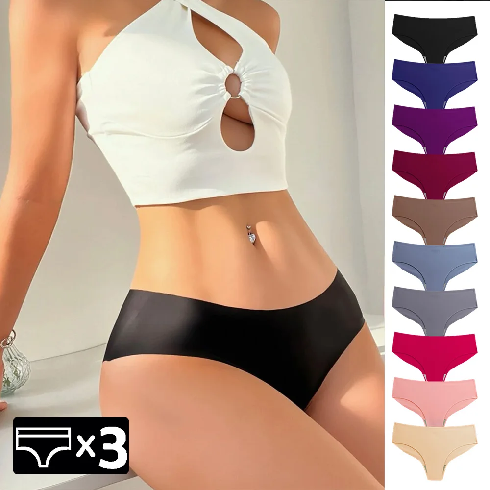 Warme Schritte 3 teile/satz nahtlose Frau Höschen Unterwäsche Fitness Sport Frauen Slips Eis Seide sexy weibliche Dessous xxl große Größe
