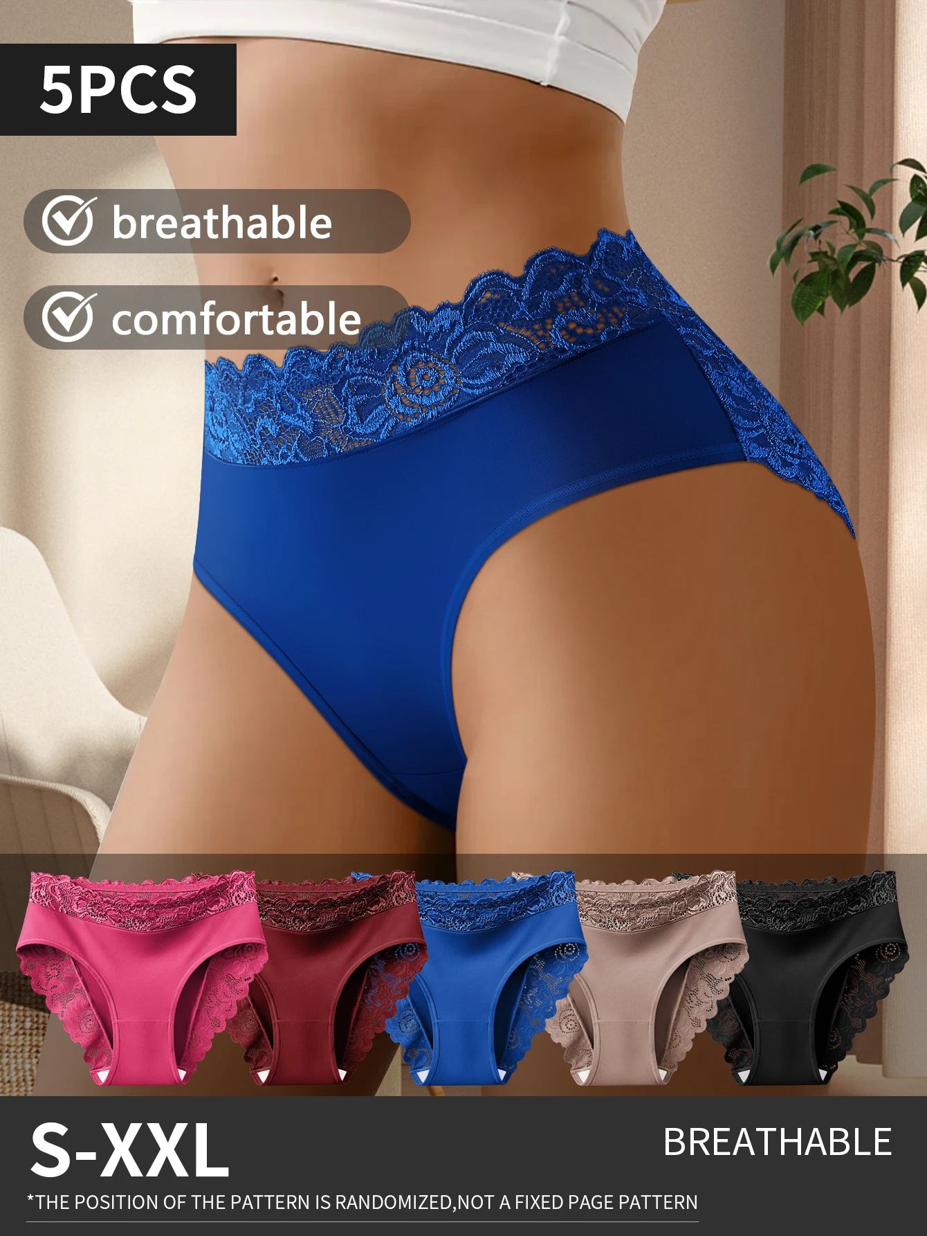 

Комплект из 5 женских трусиков-стрингов с кружевной отделкой, мягкое, дышащее, эластичное нижнее белье, романтические стринги, идеально подходящие для Дня святого Валентина