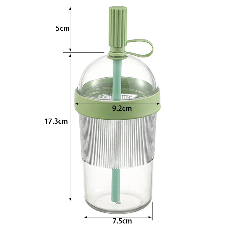Double Seal Straw Cup With Thick Straw 500ml Wide Mouth Iced Coffee Juice Water Cup Straw Cold Drink Tumbler For Outdoor Travel view 2