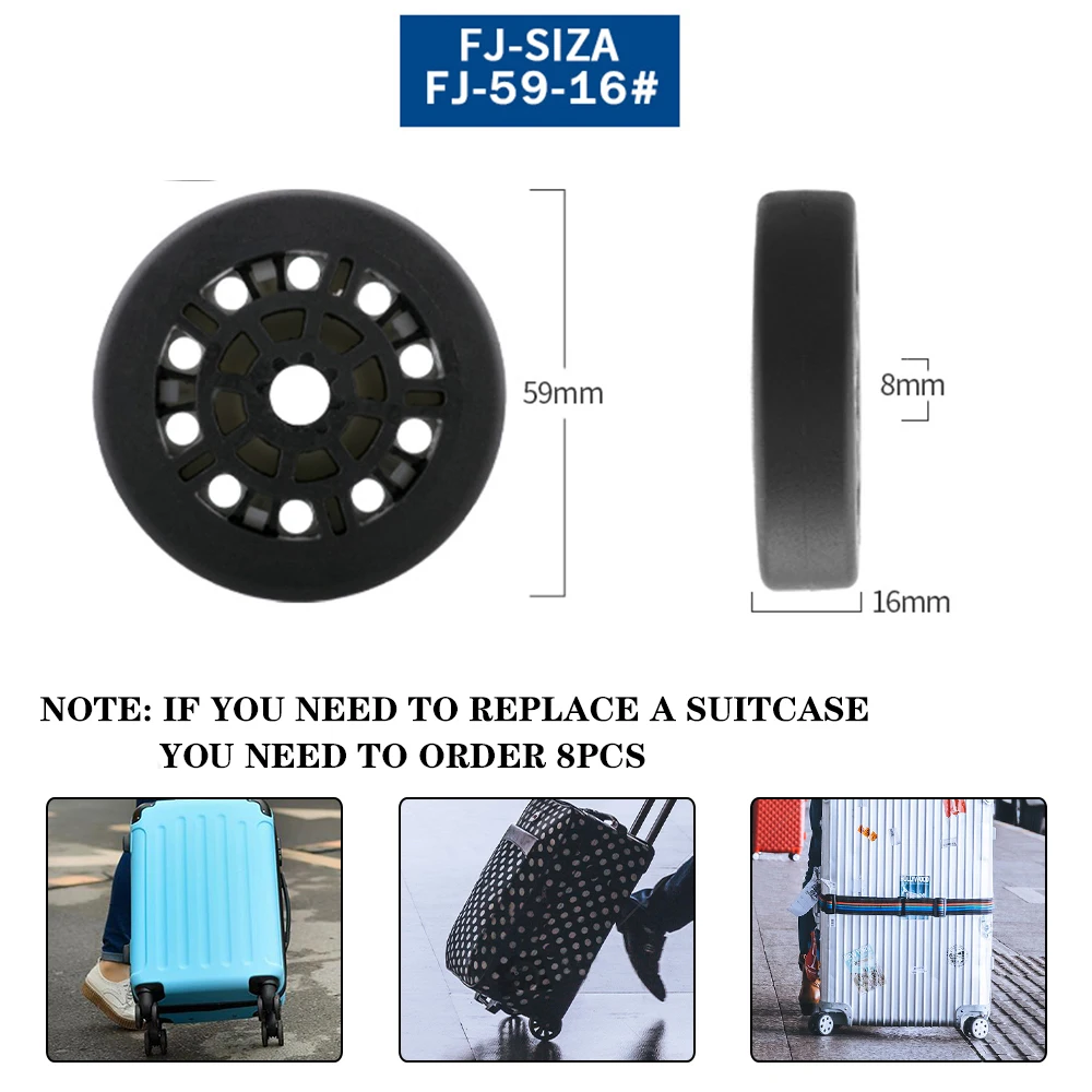 Luggage Universal Wheel Accessories Wheel Tool Pull Case Wheel Aircraft Silent Wheel Repair Shock Absorption 18 Inch 30 Inch