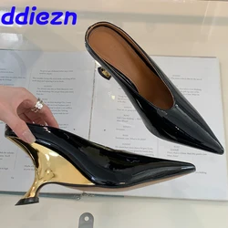 Pumps High Heels Slides Shoes For Women New In 2024 Fashion Female Pointed Toe Footwear Ladies Strange Heels Shoes Mules