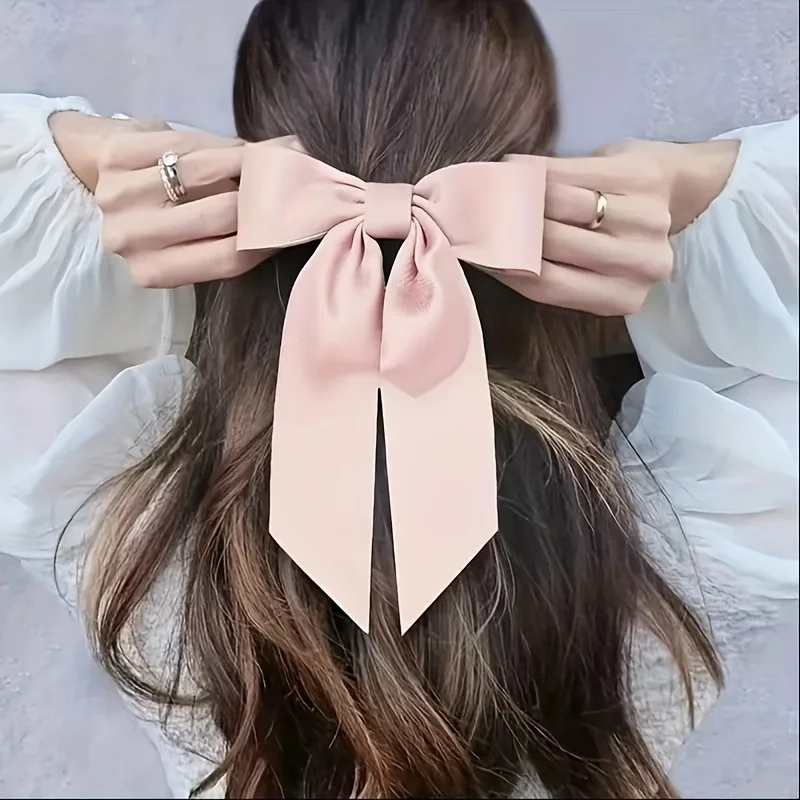 

Vintage Fashion Solid Color Hair Bow Hairpin for Women Girls Ribbon Hair clips Black White Bow Top Clip Female Hair Accessories