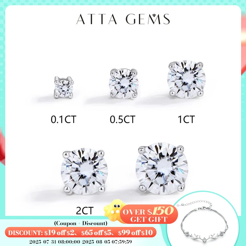

ATTAGEMS D VVS1 Moissanite Four Claw Earrings For Women Man S925 Sterling Silver Sparkling Wedding Jewelry Shipping from the USA