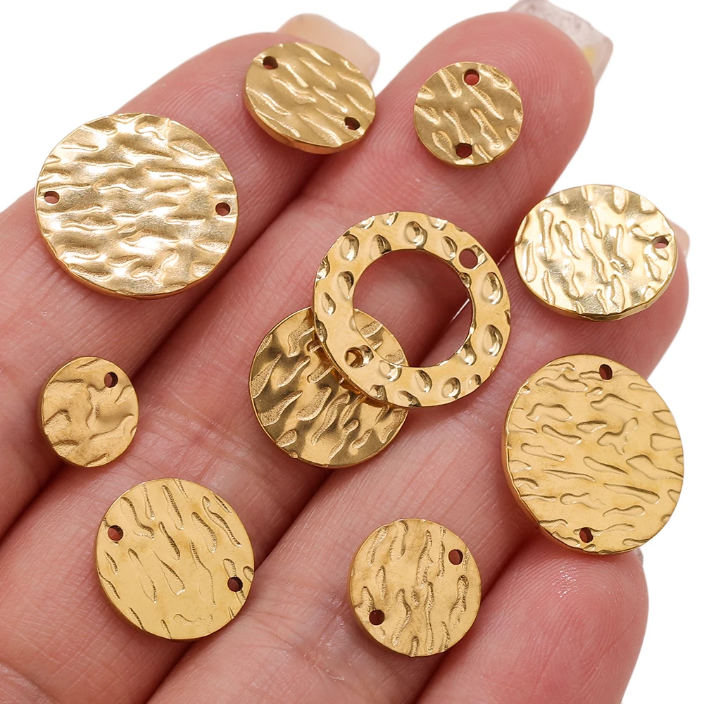 

20pcs Stainless Steel Double Hole Charms For Jewelry Making Round Charm Earrings Pendant DIY Jewelry Making Supplies Wholesale