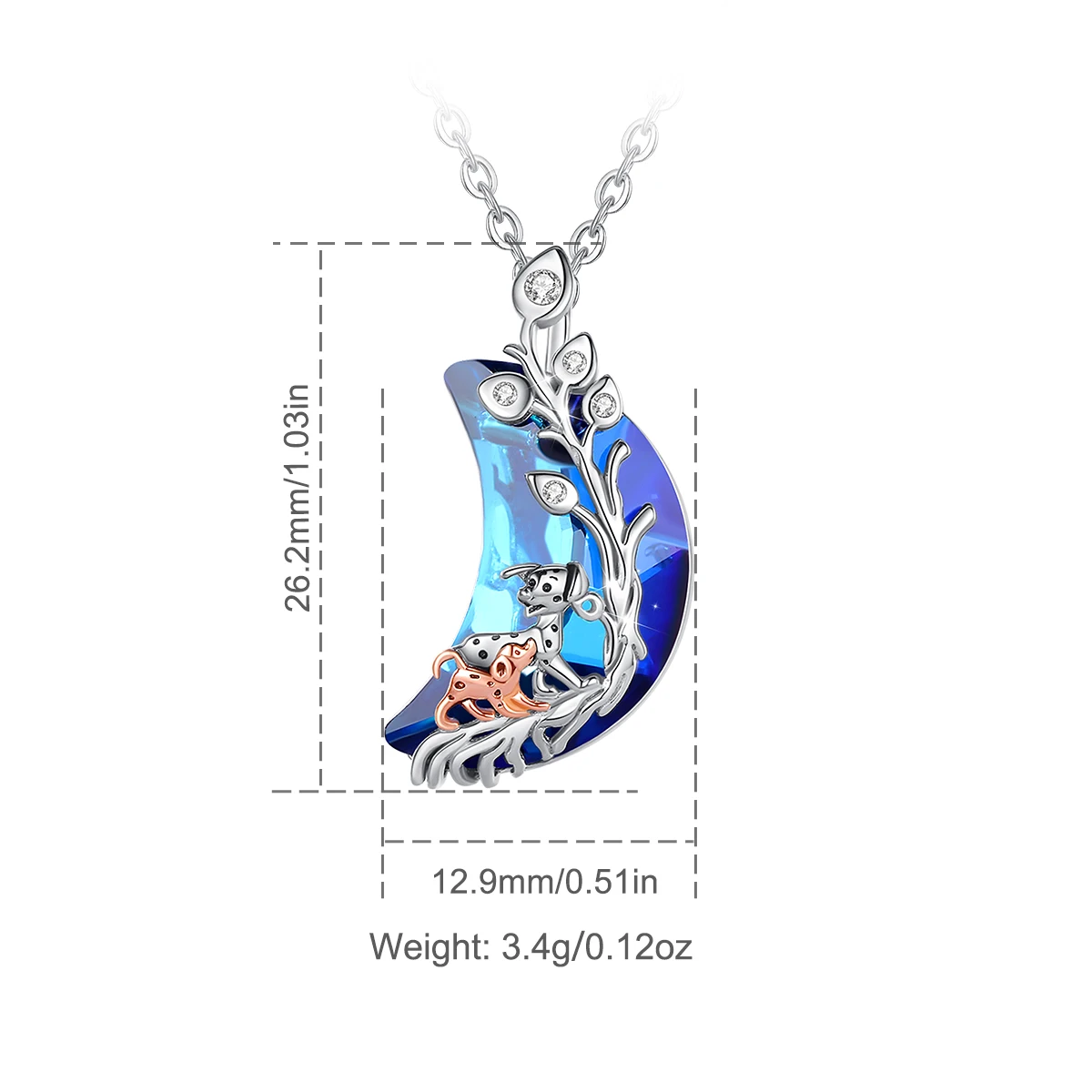 Eudora – collier chien tacheté en argent Sterling 925, pendentif lune cristal bleu, bijoux fins pour femmes, cadeau de mariage