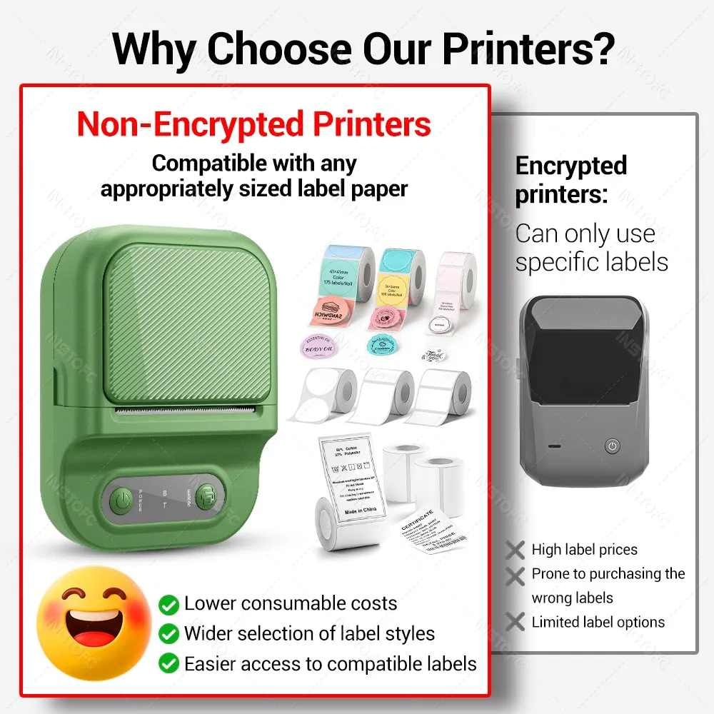 Inkless Thermal Label Printer 2inch Bluetooth Self-adhesive Sticker Mini Printer For Gift/Diy Creative/Marking Tag Label Maker