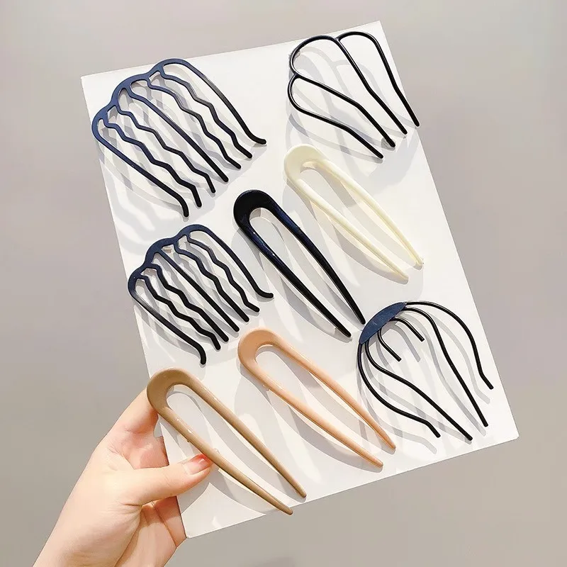 8 قطع-مجموعة-الحد الأدنى-u-shapod-barrette-vintage-hair-barrette-stick-الطراز الفرنسي-الشعر المتموج-الجانب-مشط-إكسسوارات الشعر-هدية