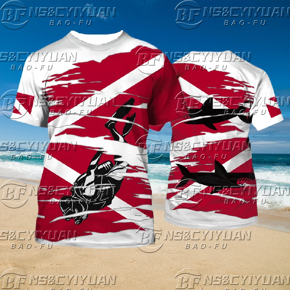 

Men's T-Shirt Summer Clothing Diving Printed 3d T Shirts Short Sleeve Tops Casual Oversized Apparel Travel Clothing Men moto